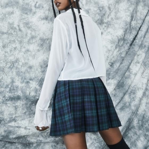 dELiA*s High School Hexes Plaid Pleated Skirt - Picture 3 of 6